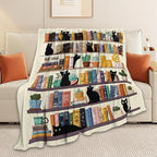 Black Cat Throw Blanket Book Cat Bookshelf Stuff Gifts for Kids Girls Boys Adults Women Men Soft Cozy Warm Plush Fluffy Fuzzy Fleece Blanket Decor 40''X50'' - Image 3