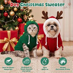 Huhumy 2 Pcs Dog Christmas Sweater with Hat, Knitted Pet Clothes, S - Image 2