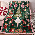 Christmas Throw Blanket for Couch 60x50,Green Winter Holiday Festival Cute Xmas Nutcracker Christmas Tree Blankets for Woman,Soft Flannel Fleece Blankets for Home Living Room Bed Chair Decor by Yiyhuxf