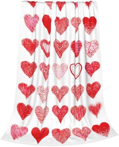 Valentine's Day Love Hearts Throw Blanket, Soft Lightweight Flannel Blanket, Wedding Anniversary Birthday Gifts for Girlfriend Wife, Anti-Pilling Blankets for Bed Sofa Couch Chair, 60 x 50 Inch by Qilerongrong