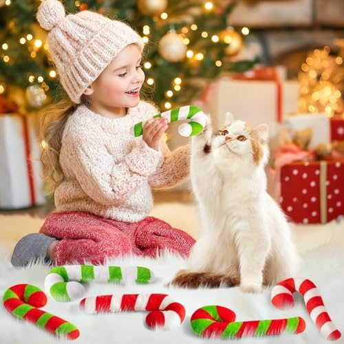 MALLMALL6 6Pcs Christmas Candy Cane Catnip Toys Gift for Indoor Chew Bite Kick Catmint Pet Supplies, Cute Interactive Toy for Cat Lover Xmas Presents (Tricolor) - Image 6