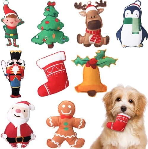 Hiboom 9 Pack Mini Christmas Dog Toys Squeaky Plush, Small Dogs Puppies by HiboomDecoratingAsseccories