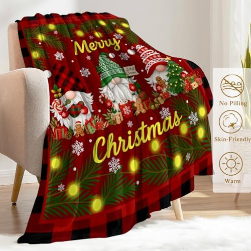 Gnome Christmas Decorative Throw Blanket, Gingerbread Tree Snowflake Print Decoration, Soft Flannel Winter Blankets for Couch Bed Sofa, Holiday Home Decor, Xmas Festival Gifts 40x50 Inch - Image 3