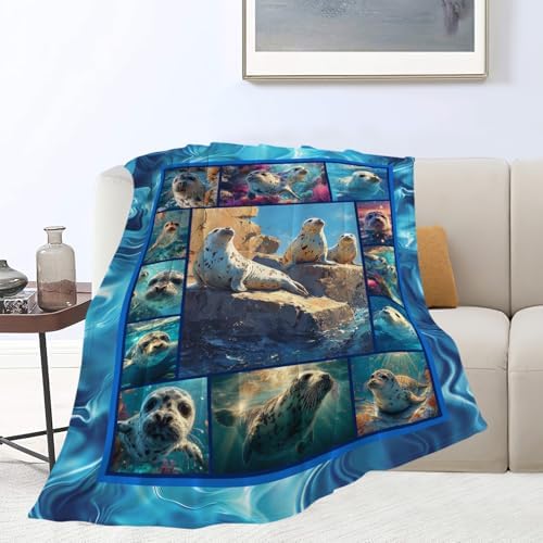 Seal Throw Blanket Ocean Seal Stuff Gifts for Kids Girls Boys Adults Women Men Soft Cozy Warm Plush Fluffy Fuzzy Fleece Blanket Decor 40''X50'' - Image 6