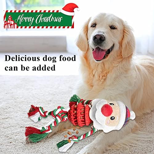 Dog Christmas Toys for Small Medium Large Dogs, Squeaky Plush Dog Toys + Interactive Dog Toys + Dog Rope Toys Multi Function Cute Santa Puppy Toys for Christmas - Image 4