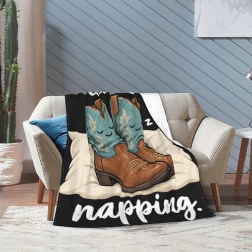 Sleepy Cowboy Boots Blanket Throw Gift for Girls Women 80"X60" - Image 2
