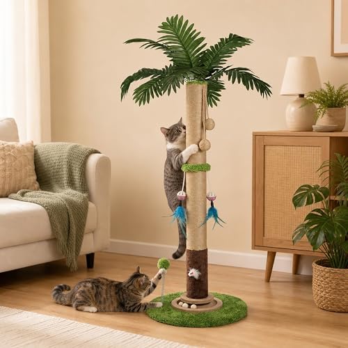 Cat Scratching Post for Indoor Cat Adult, 35 Inch Tall Tree Scratching Post by Crazyou