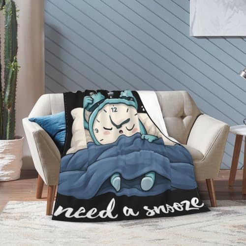 Sleepy Alarm Clock Blanket Throw Gift for Girls Women 60"X50" - Image 2