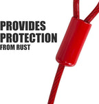 BV Dog Tie Out Cable 30 Feet - Heavy Duty Dog Lead Up to 125 Pounds - Reflective & Rust-Free with Quick Release Swivel Clips & 360° Rotating Clasp - Tangle-Free Dogs Runner for Yard (Red, Single)