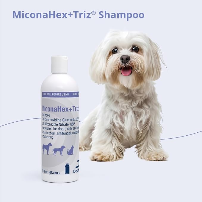 MiconaHex+Triz Shampoo for Dogs, Cats and Horses, 16 oz, Unscented | Antibiofilm, Moisturizing; Packaging May Vary