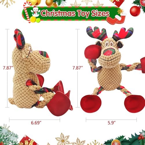 Christmas Plush Squeaky Dog Toy With Crinkle Paper, Cute Puppy Toys With Cotton, Durable Interactive Chew Toys for Small Medium Large Breed - Image 3