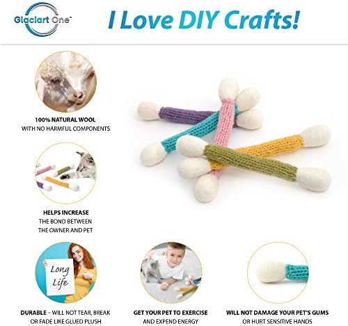 Glaciart One Swab Cat Toys with Catnip, 5 Pcs Wool Felt Chew Sticks for Indoor Cats, Interactive Kitten Toys for Exercise and Play, Gift Idea - Image 2