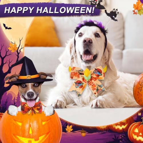 Huhumy 50 Pcs Halloween Dog Bow Ties Thanksgiving Dog Collars Bulk - Image 6