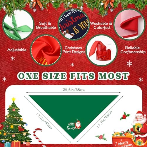 200 Pcs Christmas Dog Bandanas Bulk, Washable Pet Scarf Bibs - Image 3
