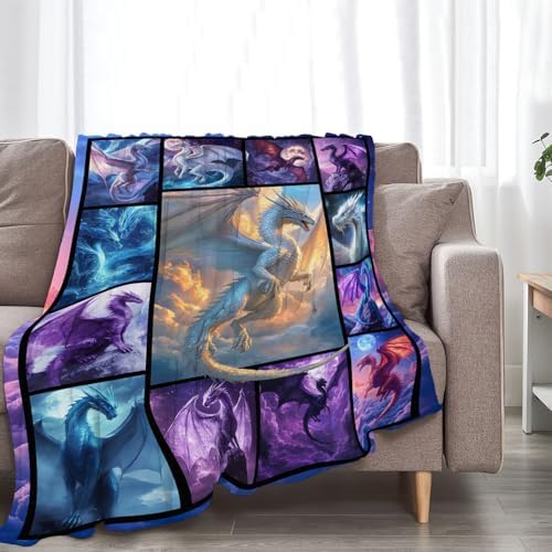 Dragon Blanket Dragons Lover Throw Blankets Gifts for Girls Boys Kids Dragon Lover Soft Cozy Fleece Plush for Couch Sofa Bed 80"x60" - Image 4