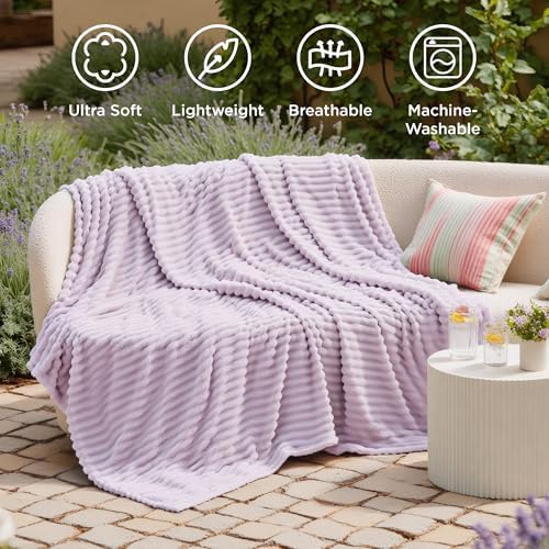 Bedsure Soft Throw Blanket for Couch Decor Gifts Lavender Fog 50"x70" - Image 5