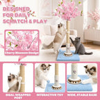 Fantasreen Pink Flower Scratching Post 35'' with Interactive Toys for Indoor Cats - Image 3