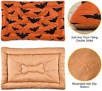 Happy Halloween Dog Bed Mat for Small Dog Puppy Cat Kitten, Halloween Bats Pattern Ultra Soft Pet Bed Mattress for Crate with Anti-Slip Washable, Orange, 18 x 24 Inches - Image 2