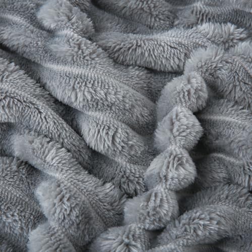 Grey Fleece Throw Blanket 60”×80” for Couch Sofa Livingroom - Image 5