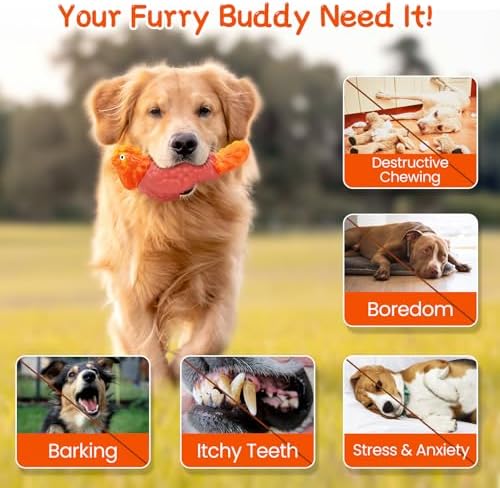 WinTour Tough Dog Toys for Aggressive Chewers, Dog Chew Toys for Large Dogs, Turkey Indestructible Squeaky Dogs Toy to Keep Them Busy - Image 3