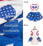 Fitwarm Patriotic Bowknot Tiered Ruffle Dog Dress, 4th of July Clothes for Small Dogs Girl, Pet Outfit, Royal Blue, Red, White, XS - Image 3