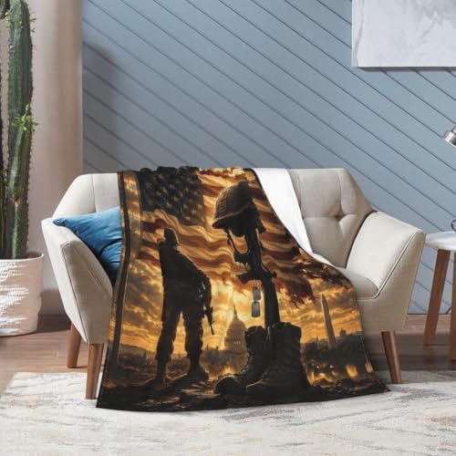 American Soldier Blanket Patriotic Military Throw Gifts 80"x60" - Image 5