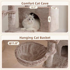 Gitelsnour Cat Tree Tower for Indoor Cat, Top Platform with Toy, GCT006SMU - Image 4