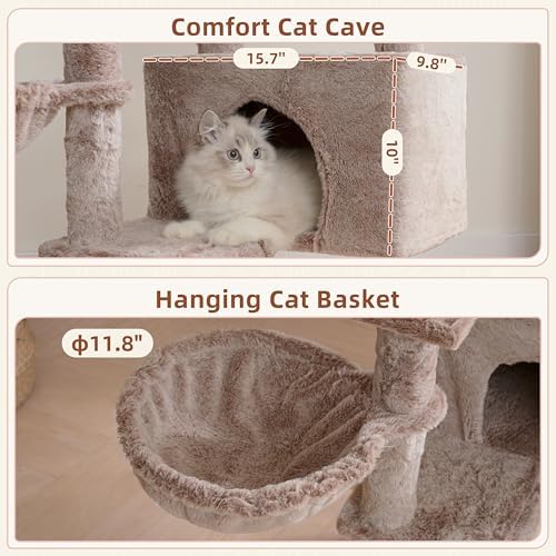 Gitelsnour Cat Tree Tower for Indoor Cat, Top Platform with Toy, GCT006SMU - Image 4