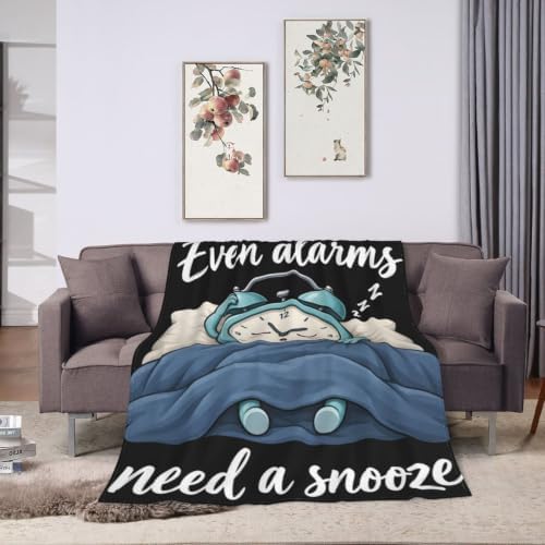 Sleepy Alarm Clock Blanket Throw Gift for Girls Women 60"X50" - Image 3