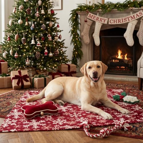 Horaldaily Christmas Red Snowflakes Flannel Pets Blanket 30x40 - Image 3