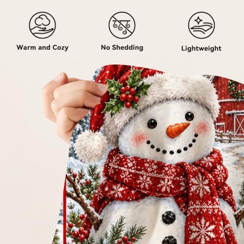 Snowman Christmas Throw Blanket Winter Holiday Patchwork Gifts 50''x60'' - Image 7