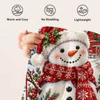 Snowman Christmas Throw Blanket Winter Holiday Patchwork Gifts 50''x60'' - Image 7