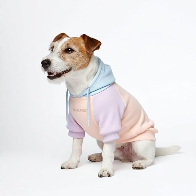 Spark Paws Dog Hoodie – Premium Dog Sweater for Small, Medium, and Large Dogs | Warm Outfits for French Bulldogs, Pitbull, Puppy, Winter Jacket Alternative - Cotton Candy - L