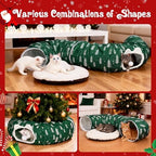 Cat Tunnel Bed Under Christmas Tree, Christmas Tree Skirt for Indoor Cats, Green - Image 4
