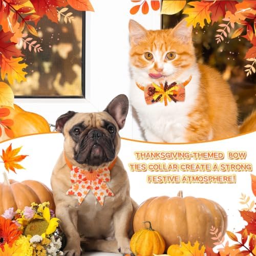 Huhumy 50 Pcs Fall Thanksgiving Dog Bow Ties Christmas Dog Collars Bulk - Image 3