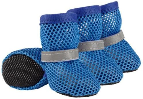 Breathable Mesh Dog Shoes Summer Anti-Scald Paw Protector Boots, Reflective Adjustable Non Slip Pet Footwear for Small Dogs Puppy Cats Hot Pavement Outdoor Walking (Orange Color, S)