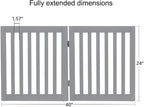 unipaws 24”H Free Standing Pet Gate for Dog Cat, 40”Wide Wooden Dog Gates | Foldable Pet Fence for Doorway, Stairs, Step, Expandable Doggy Barrier, Indoor Use