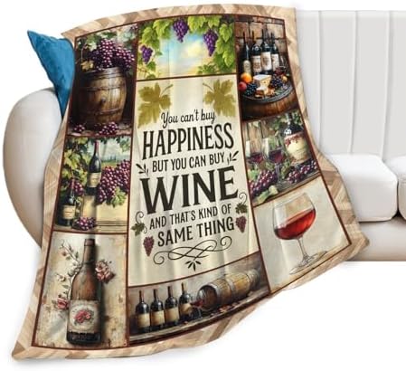 Vintage Wine Blanket for Girls Women Men Adults Soft Cozy Fleece Wine Estates Throw Blankets Winery Gifts Warm Flannel Plush Stuff Lightweight Decorative for Couch Bed Sofa 50"X40" - Image 2