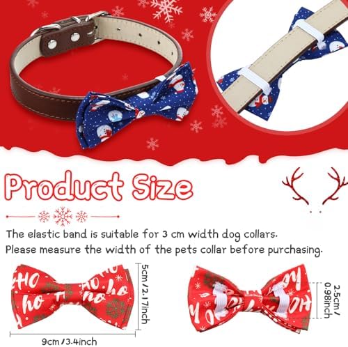 Sanwuta 60 Pieces Christmas Collar Dog Bow Ties Bulk Christmas Pet Bows Collar Attachment with Elastic Bands Holiday Dog Cat Collar Accessories - Image 3