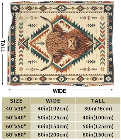Highland Cow Blanket Western Highland Cow Throw Stuff Gifts 80"x60" - Image 3