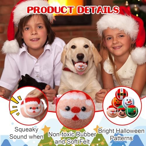 Civaner 36 Pcs Christmas Dog Toys Bulk, 2.5 Inch Squeaky Tennis Balls Santa - Image 3