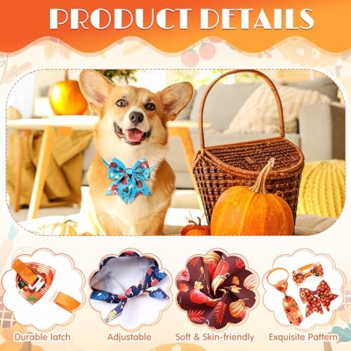 Reginary 120 Pcs Thanksgiving Dog Bandanas Bulk Dog Bows Neckties Set - Image 4