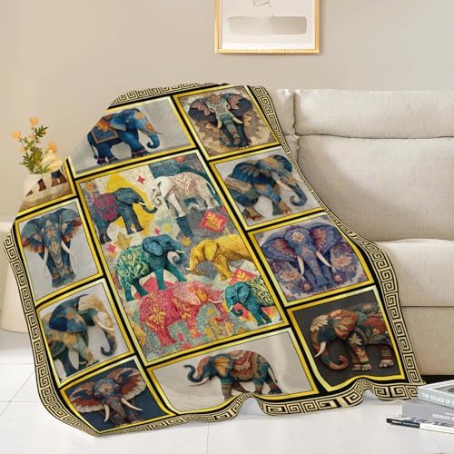 Elephant Throw Blanket Elephant Stuff Gifts for Kids Girls Boys Adults Women Men Soft Cozy Warm Plush Fluffy Fuzzy Fleece Blanket Decor 50''X60'' by Fuzawet