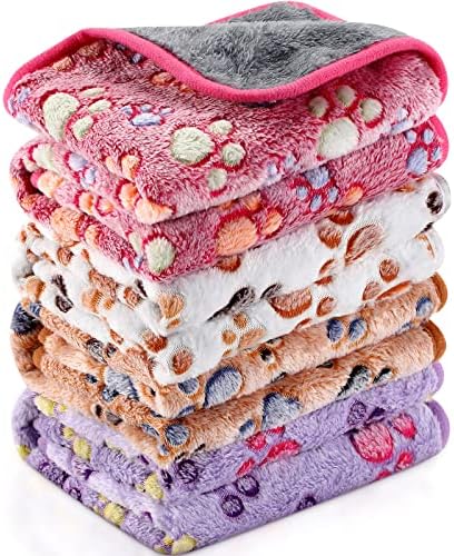 Reginary 4 Pcs Guinea Pig Fleece Cage Liners, Paw Print, 35 x 24 Inch by Reginary