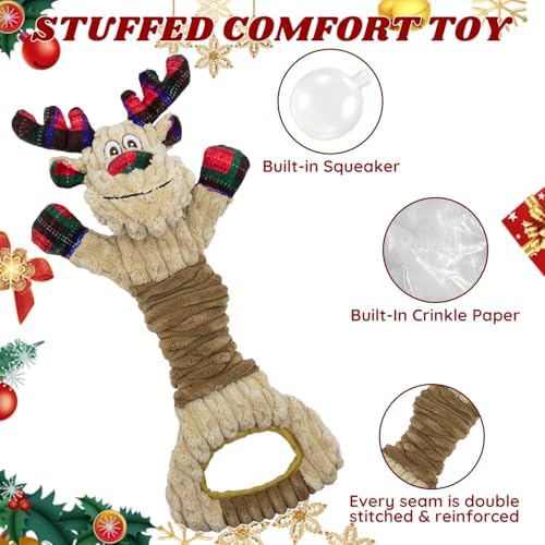 Christmas Dog Toys, Squeaky Plush Elk Dog Toy - Image 2