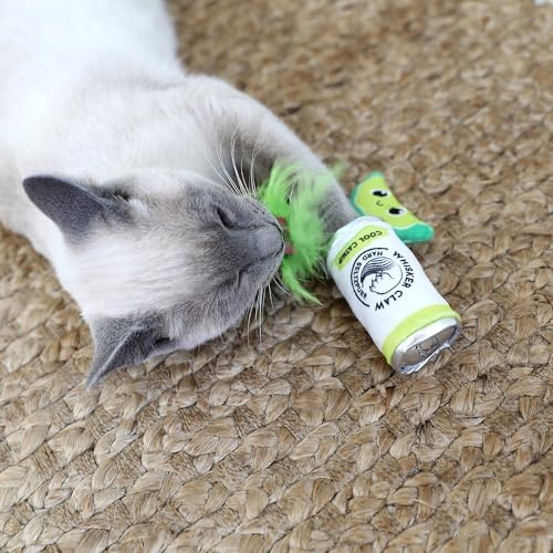 Quirky Kitty Whisker Claw and Lime Catnip Crinkle Plush Cat Toy, Pack of 2 - Image 6