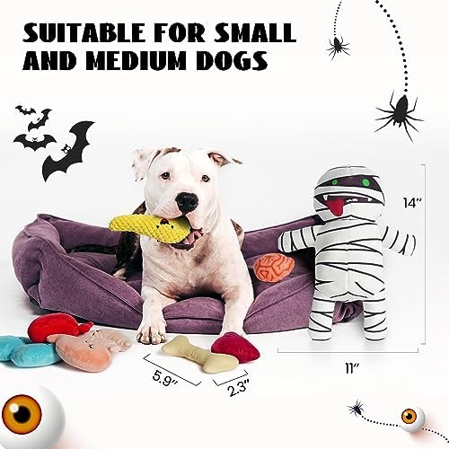 Nocciola Halloween Zombie Mummy Dog Toys with Organs: Funny Cool Hide and Seek Squeaky Chew Toys for Puppies, Small and Medium Size Breed, Plush Stuffed Cognitive Puzzle Toys for Training - Image 5