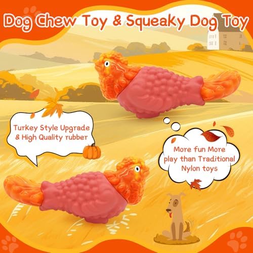 WinTour Tough Dog Toys for Aggressive Chewers, Dog Chew Toys for Large Dogs, Turkey Indestructible Squeaky Dogs Toy to Keep Them Busy - Image 6