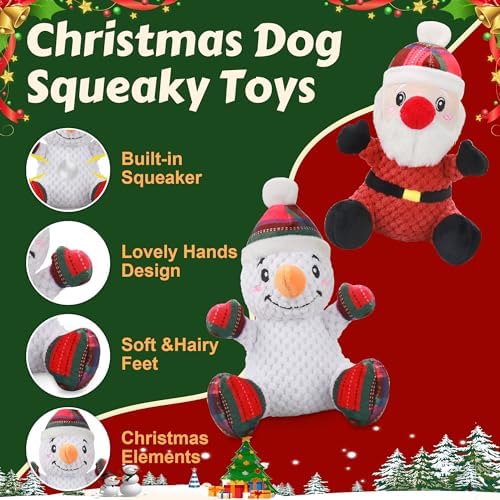 Newget 2Pcs Christmas Squeaky Dog Toys, Plush Dog Toys with Crinkle Paper - Image 2