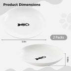 2 Ceramic Cat Bowls, 5.9 Inch Wide Shallow Feeding Dishes for Dry/Wet Food | Reduces whisker contact; lead-free; holds water too; dishwasher safe; stable heavy design; fits cats and small dogs